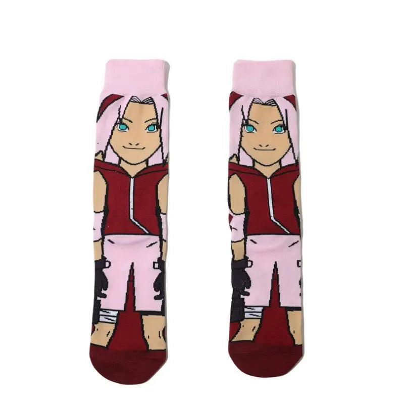 New 1 pair of Bandai cartoon men's and women's socks cartoon personality skateboard socks anime mid tube cotton neutral socks