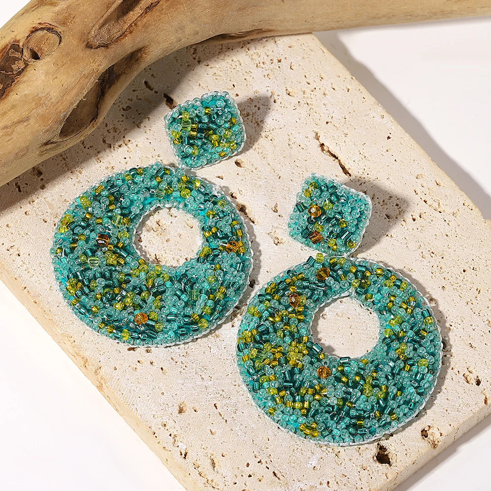 AENSOA Bohemian Starfish Lobster Conch Seed Bead Drop Earrings for Women Handmade Ocean Animal Earrings Summer Beach Jewelry