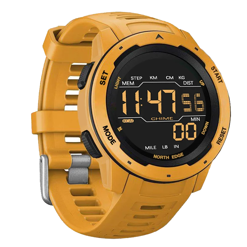 NORTH EDGE Mens Smart Watch Women Sportswatch Dual Time Running Pedometer Countdown Waterproof 50m Digital Alarm Military Clock