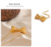 Yhpup Adjustable Long Chain Stainless Steel Metal Bow Knot Golden Trendy Pendant Choker Necklace Texture Fashion  Jewelry