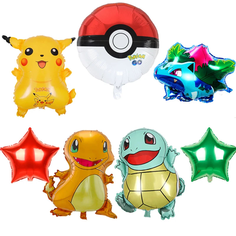 Pokemon Birthday Party Supplies Pikachu Party Decorations Foil Balloons Blowouts Tableware Plate Napkin Baby Shower Supplies Toy