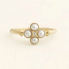 Elegant Gold Color Round Imitation Pearl Four Leaf Clover Flowers Rings Wedding Party Jewelry Rings for Women