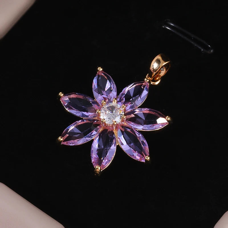 2 Colors of European and American Purple Sunflower Pendant Necklace Give Women A Light Luxury Niche Design