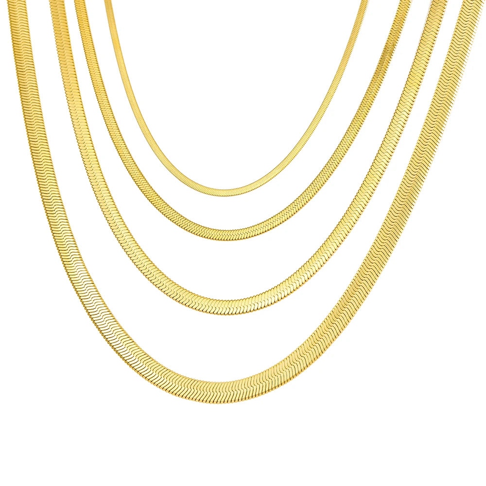 Stainless Steel Necklaces Herringbone Blade Snake Chain Light Luxury Unisex Clavicle Choker Men Necklace For Women Jewelry Gifts