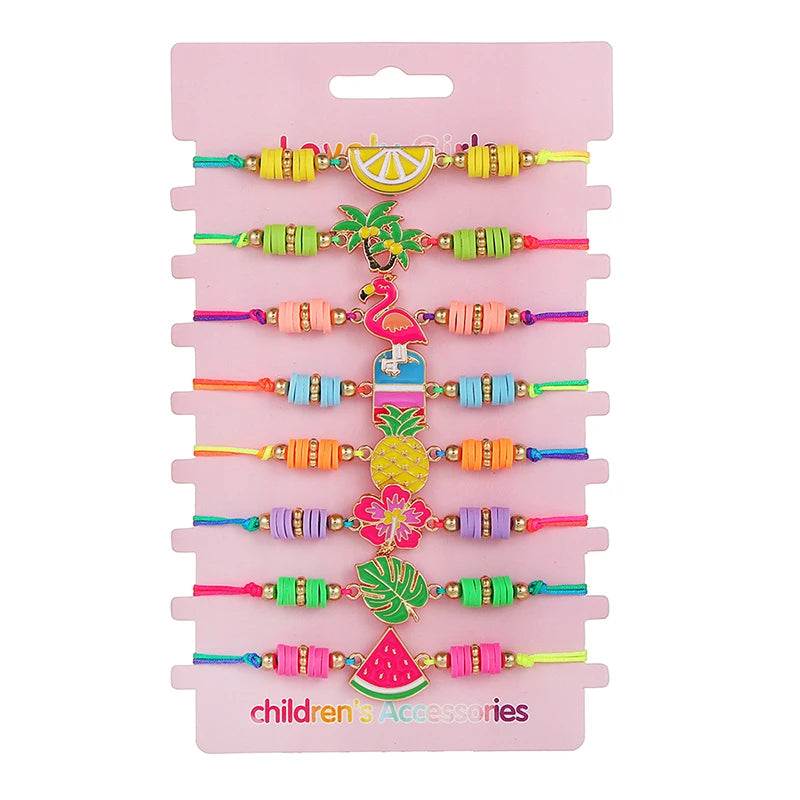8Pack Summer Beach Fruit Bracelet Adjustable Cord Rope Best Friend BFF Bracelets for Women Girl Jewelry Friendship Gifts