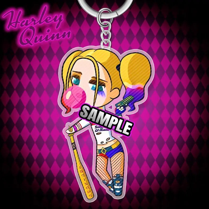 BeastKingdom Joker Harley Quinn Anime Movie Peripheral Keychain Holiday Gift Creative Cartoon Q Version Acrylic Backpack Pendant