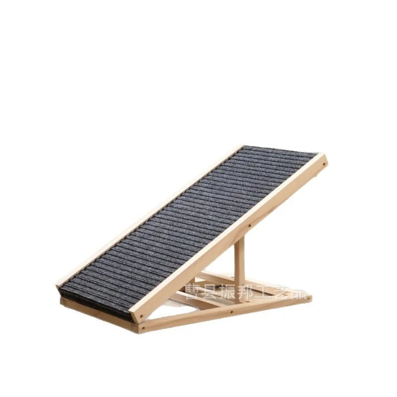 ‌Adjustable Wooden Pet Stairs & Ramp - Foldable Dog Steps for Indoor Cats, Portable Climbing Frame with Anti-Slip Surface