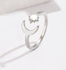 3PCS Toe Rings for Women Adjustable Stainless Steel Simple Stars Moon Smooth Ring Summer Beach Finger Foot Ring Gift Jewelry