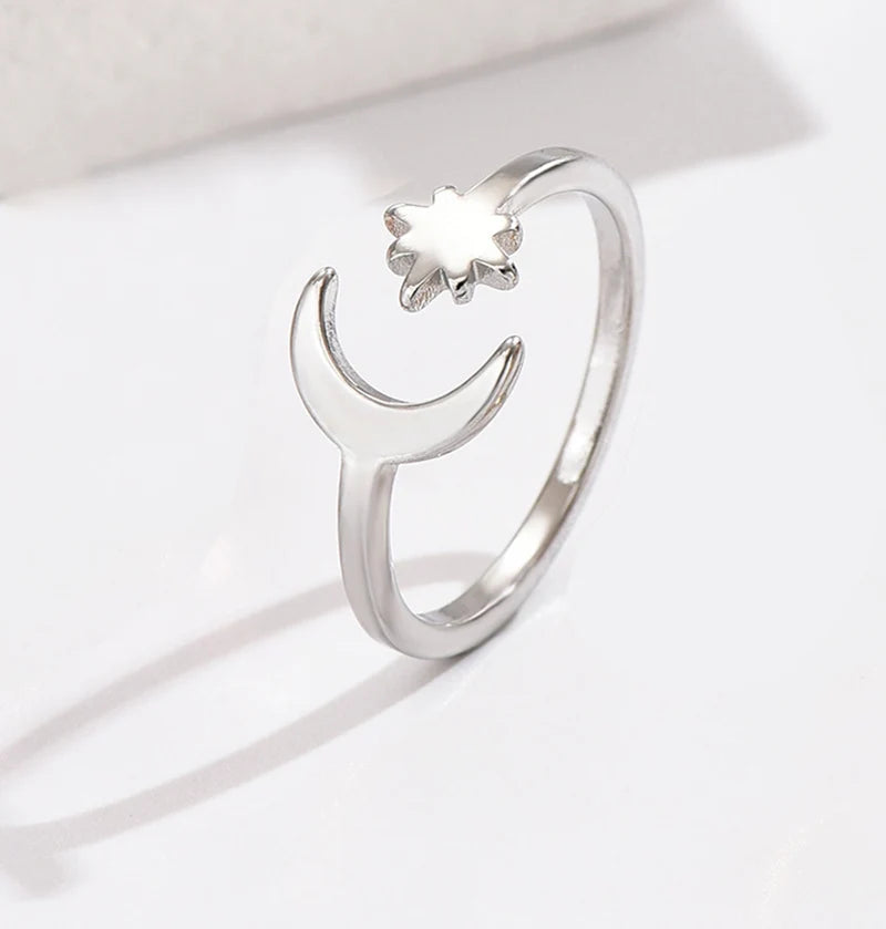 3PCS Toe Rings for Women Adjustable Stainless Steel Simple Stars Moon Smooth Ring Summer Beach Finger Foot Ring Gift Jewelry