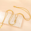 Skyrim Double Snake Chain Love Knot Necklace Women Stainless Steel Gold Color Minimalist Clavicle Chain Choker Jewelry Gift