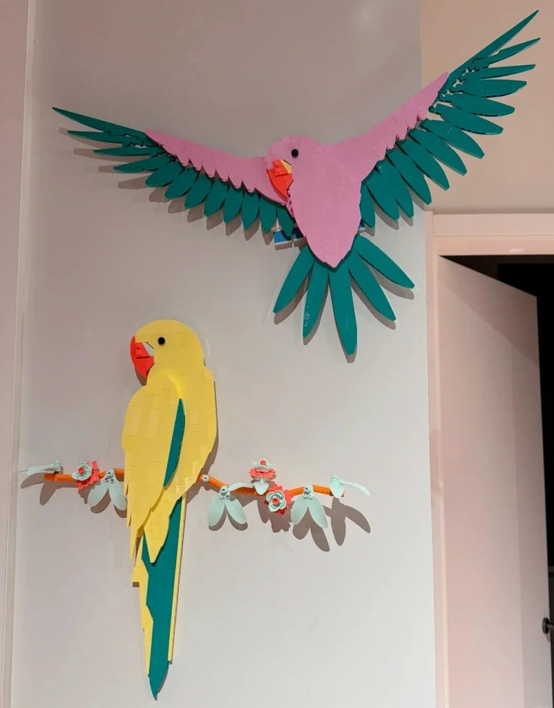 Creative Art The Fauna Collection Macaw Parrots Building Blocks Wall Artwork for Living Room Home Office Decor Toy Gift 644pcs