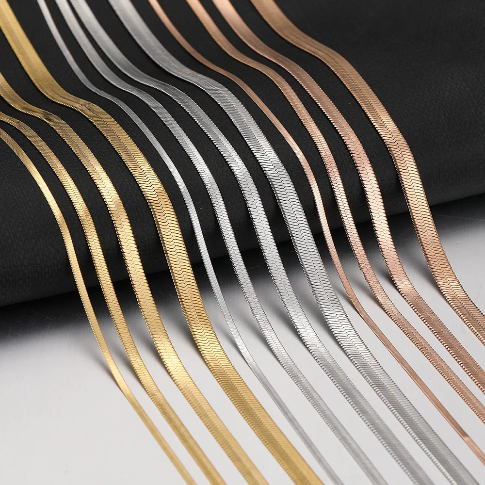 Stainless Steel Necklaces Herringbone Blade Snake Chain Light Luxury Unisex Clavicle Choker Men Necklace For Women Jewelry Gifts