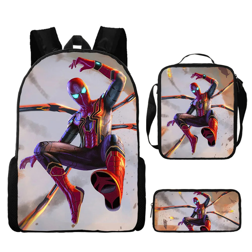 3pcs/set Spider Man Students Backpack Pencil Case Messenger Bag Wear-resistant Lightening Breathable Waterproof Schoolbag