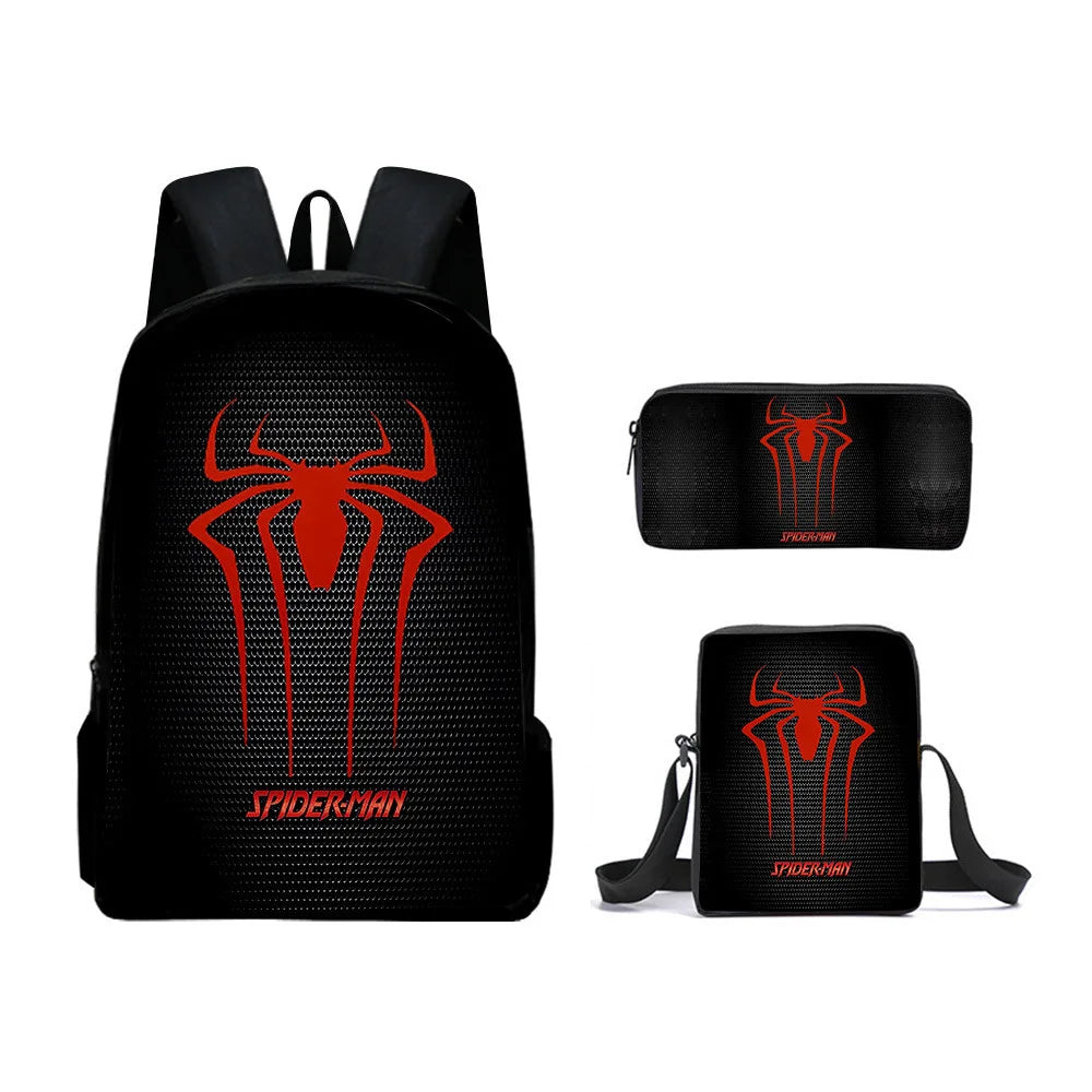 3pcs/set Spider Man Students Backpack Pencil Case Messenger Bag Wear-resistant Lightening Breathable Waterproof Schoolbag