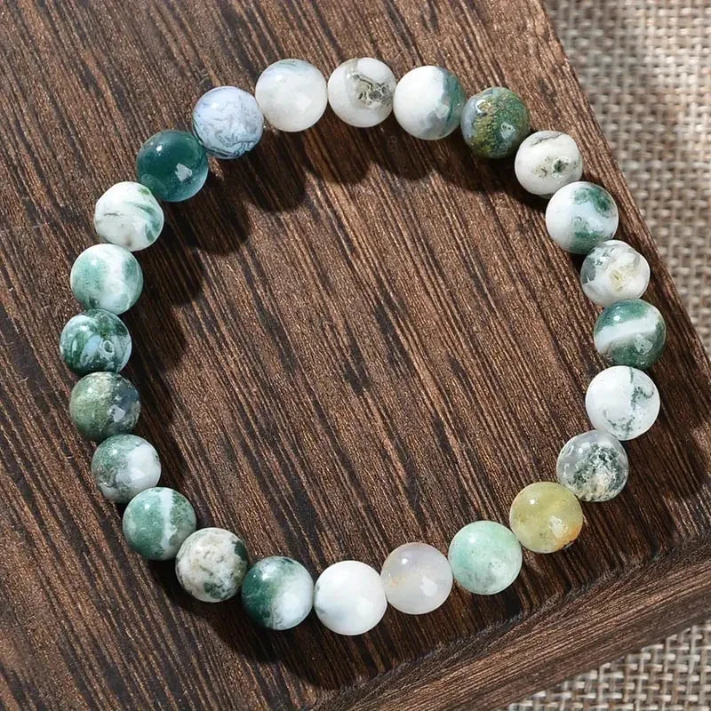 1 Piece Of Depression Healing Crystal Stone Bracelet. Dendritic Agate. Relieves Stress, Enhances Confidence And Eliminates Worry