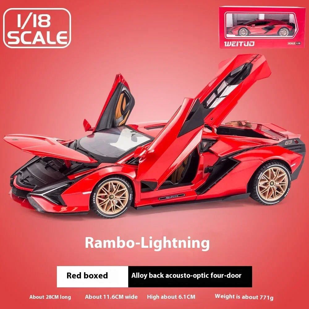 1:18 Lamborghini SIAN FKP 37 sports car Diecast Metal Alloy Model car Sound Light Pull Back Collection Kids Toy Gifts
