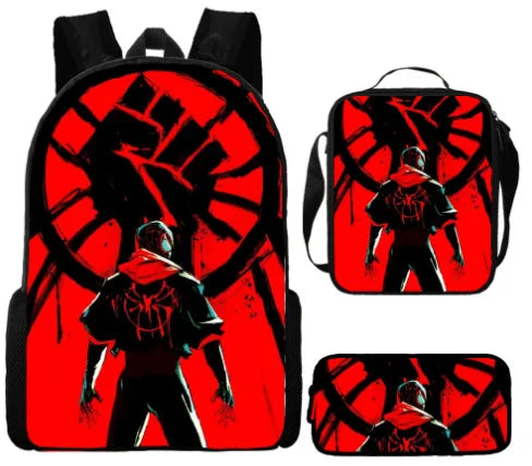 3pcs/set Spider Man Students Backpack Pencil Case Messenger Bag Wear-resistant Lightening Breathable Waterproof Schoolbag