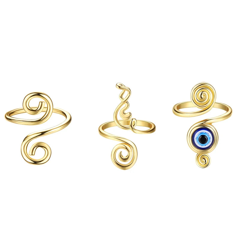 3Pcs Adjustable Toe Rings for Women Open African Toe Rings Summer Beach Foot Jewelry