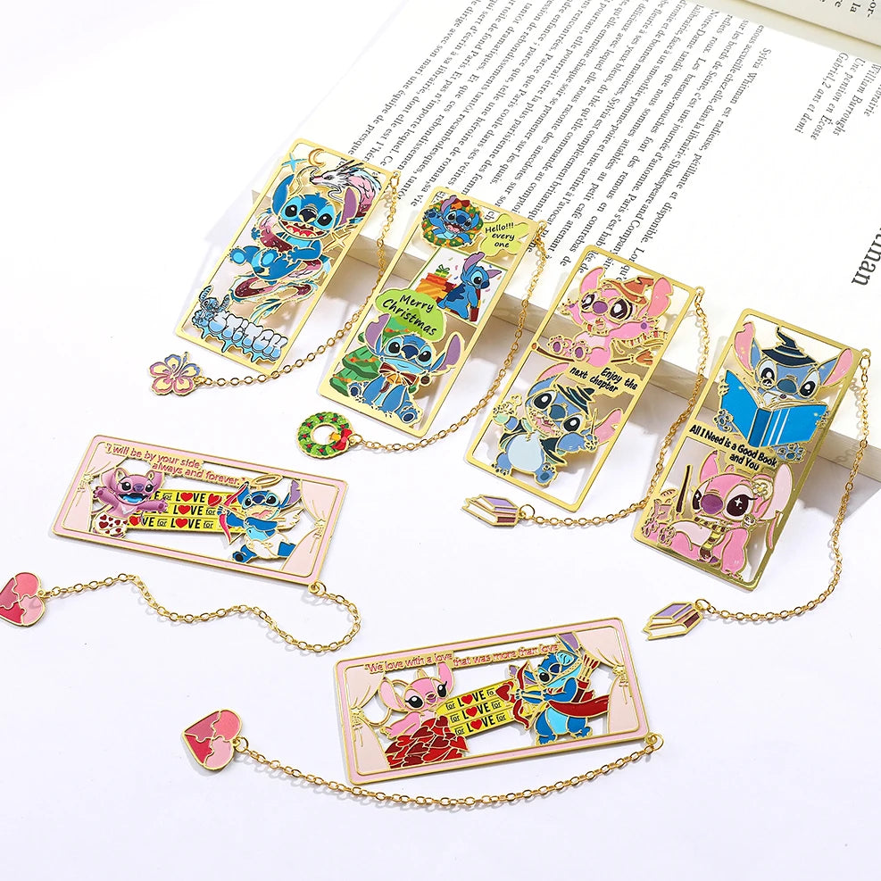 New Disney Stitch and Angel Creative Metal Bookmark with Tassel Reading Supplies Fans Christmas Birthday Back To School Gifts