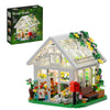 Flower House Building Set,Garden House Building Toy with LED Light,Build a Greenhouse Great Gift for Friends or Girls 597 Pieces