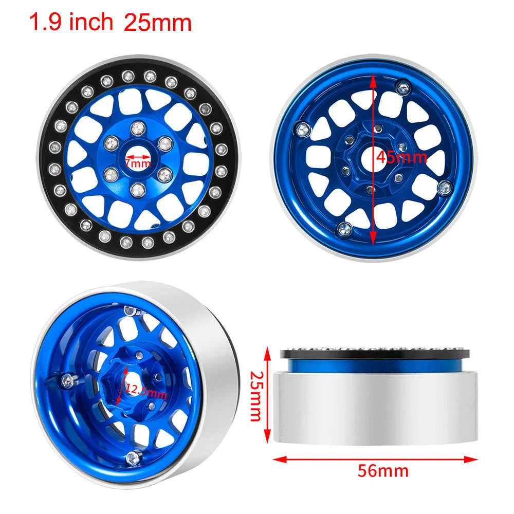 AXSPEED 4Pcs Metal 1.9"/2.2inch Beadlock Wheel Rims 25/35mm for Axial SCX10 Wraith TRX-4 D90 1/10 RC Crawler Car Upgrade Parts