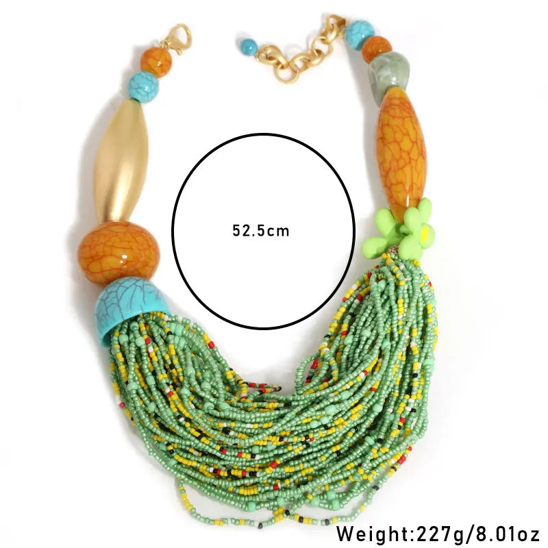 New Fashion Bohemian Statement Beads Necklace Handmade for Women Wedding Party Jewelry