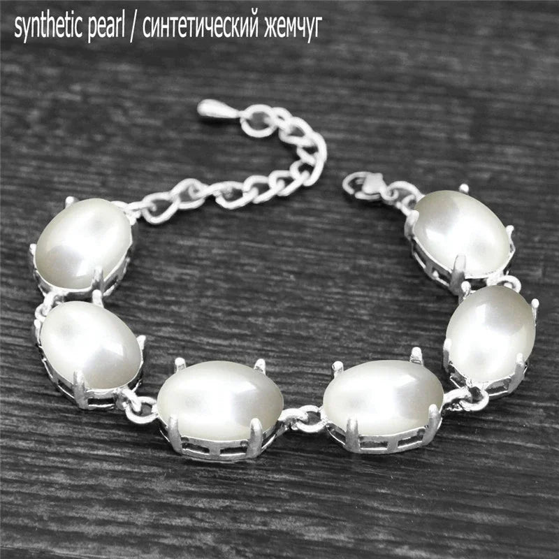 Vintage Oval Natural Jades Quartz Bracelet For Women Prong Natural Stone Amethysts Tiger Eye Lapis Lazuli Bracelets
