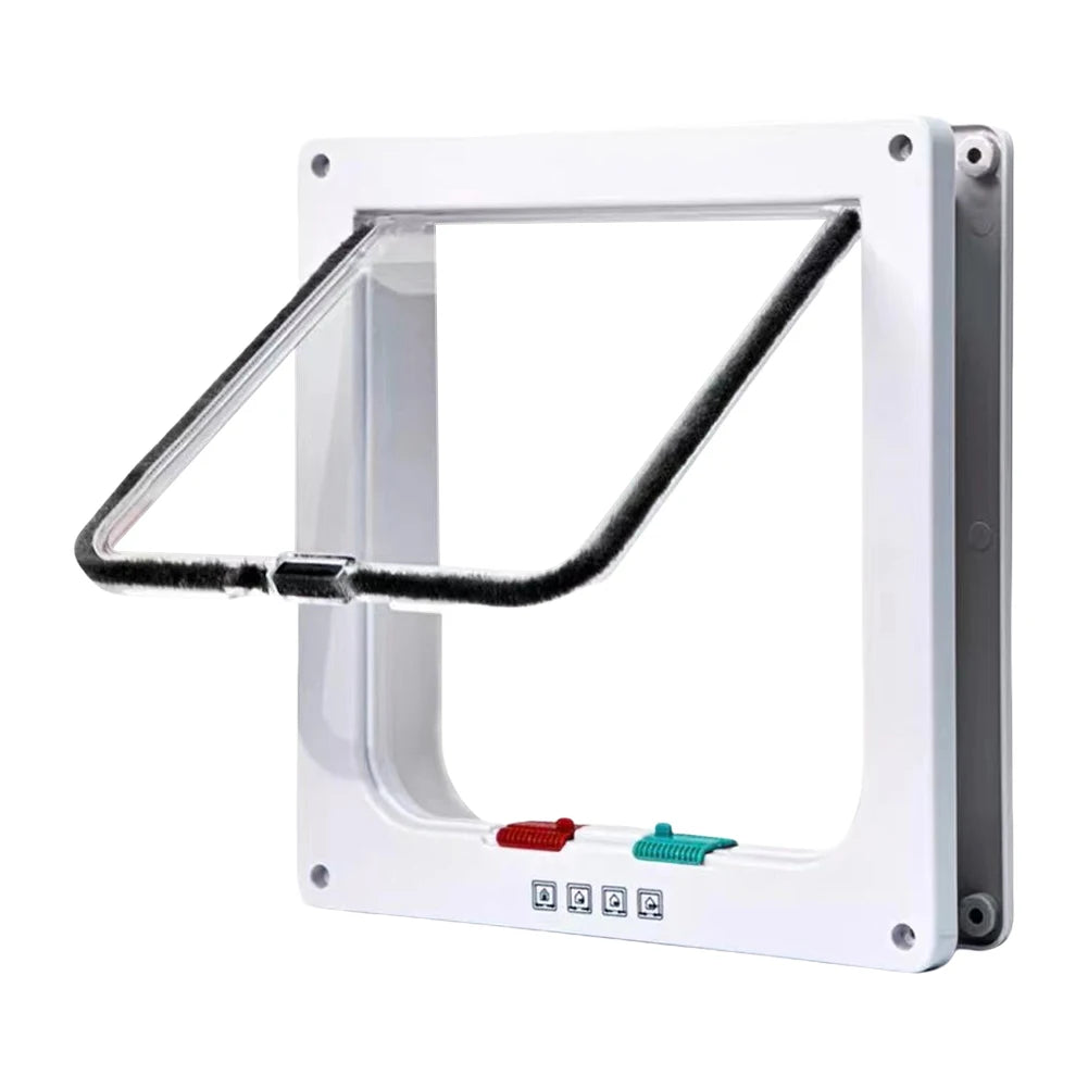 Cat Flap Door with 4 Way Security Lock ABS Plastic Gate Puppy Kitten Safety In/out Dog Cat Flap Door Kit Small Pet Supplies
