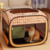 A Foldable Cat Bed with 0range Checked Prints. The Cat Maternity Ward Features Multi - sided Visible and Breathable Grids