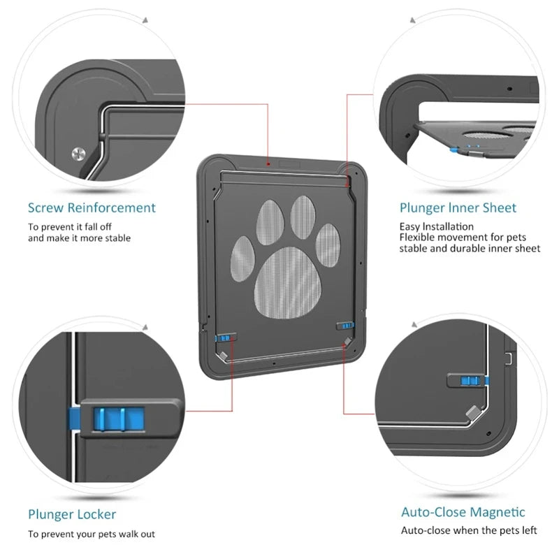Large Small Dog and Cat Screen Door, Lockable Self-Closing Function, Sturdy Pet Door Easy Safe Freely Enter House Outdoor Window