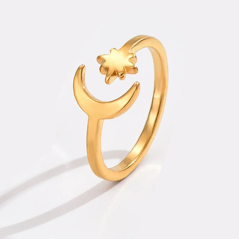 3PCS Toe Rings for Women Adjustable Stainless Steel Simple Stars Moon Smooth Ring Summer Beach Finger Foot Ring Gift Jewelry