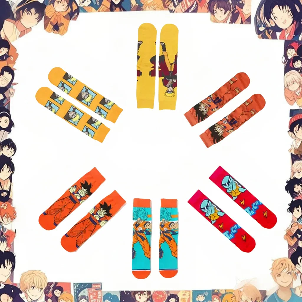 New 1 pair of Bandai cartoon men's and women's socks cartoon personality skateboard socks anime mid tube cotton neutral socks