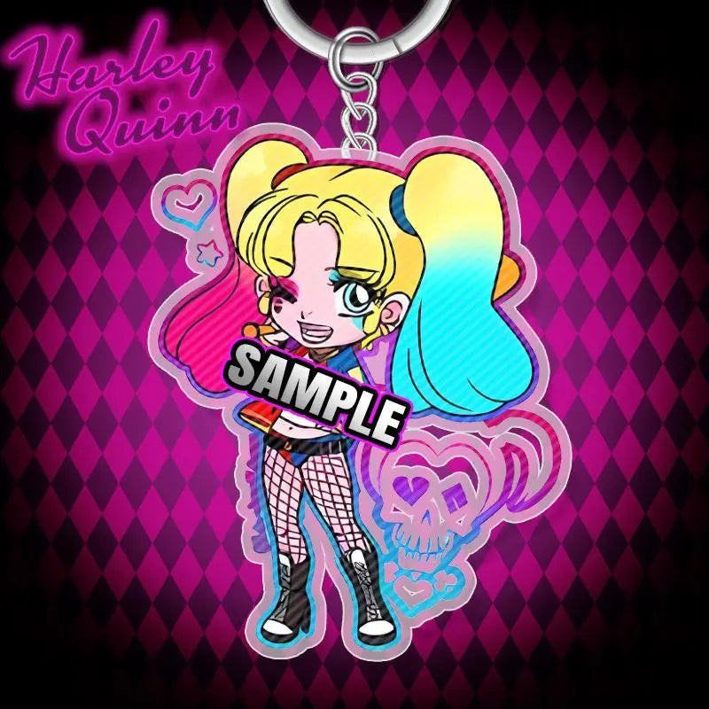 BeastKingdom Joker Harley Quinn Anime Movie Peripheral Keychain Holiday Gift Creative Cartoon Q Version Acrylic Backpack Pendant