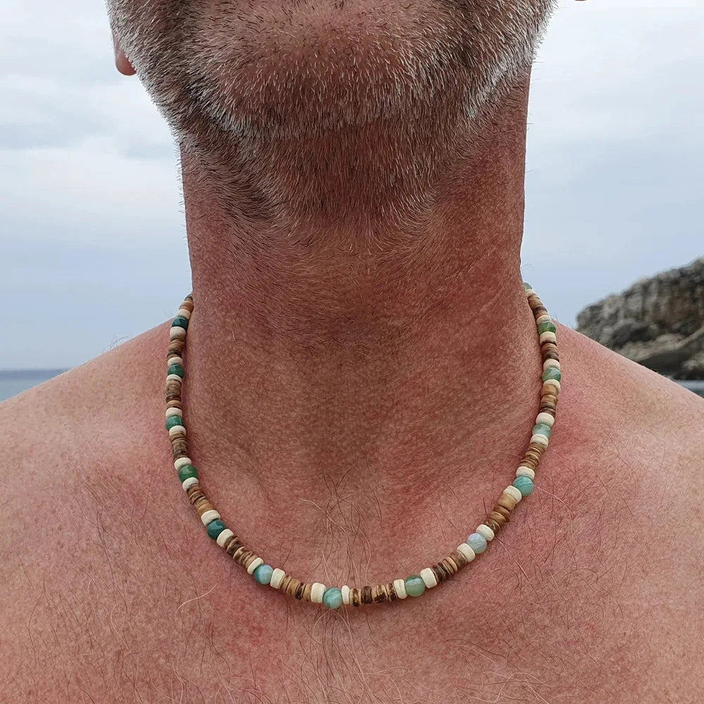 Laut Turquoise Wood Necklace Boho Beach Surfer Adjustable Bead Necklaces for Women Men Summer Jewelry Gifts