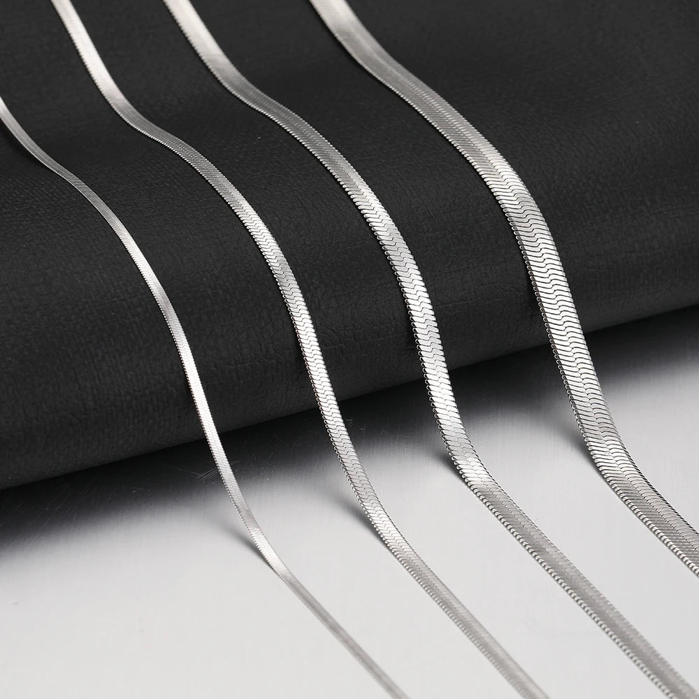 Stainless Steel Necklaces Herringbone Blade Snake Chain Light Luxury Unisex Clavicle Choker Men Necklace For Women Jewelry Gifts