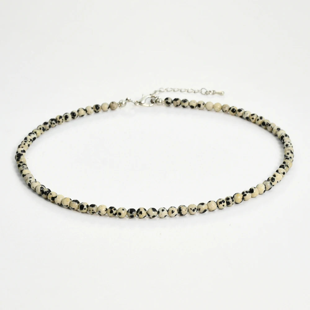Yumfeel Bohemian Colorful Natural Stone 4mm Round Beads Necklaces Women Summer Friendship Neck Jewelry Fashion Vacation Chokers