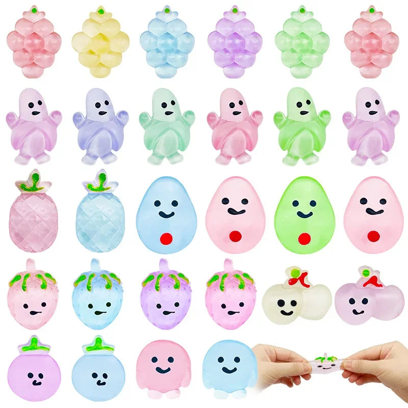 5/10PCS Mini Transparent Fruit Mochi Squishy Stress Relief Toys for Kids Birthday Party Favors Prizes Guest Gifts