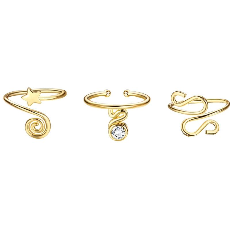 3Pcs Adjustable Toe Rings for Women Open African Toe Rings Summer Beach Foot Jewelry