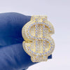Personalized Custom Hip Hop Full Diamond $Sign Ring Bling Iced Out Money Big USD 18k Gold Plated Ring For Women Men