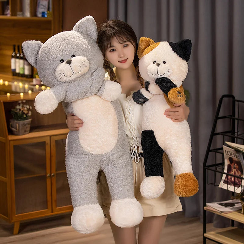 Japanese Soft Cat Doll Plush Toy Sleeping Pillow Cushion Birthday Gift Girl Accompany Little Black Kitten Home Decoration