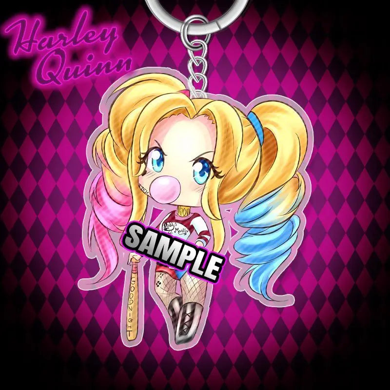 BeastKingdom Joker Harley Quinn Anime Movie Peripheral Keychain Holiday Gift Creative Cartoon Q Version Acrylic Backpack Pendant