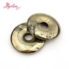 Natural Pyrite Donut Circle Round Silvers Gray Beads Stone For Necklace Pandant Earring Jewelry Making 1 Pcs 25/35/40mm