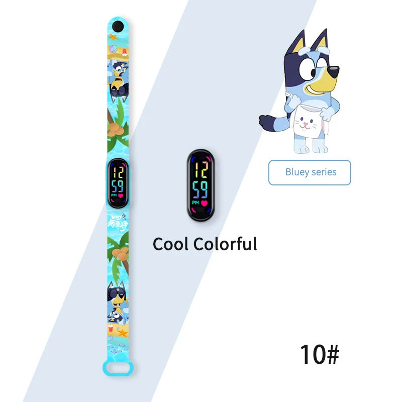 Bluey Bingo Family Printed Cartoon Electronic Watch Cool Colorful Waterproof Anime Toy Watch Wrist Strap Kids Birthday Gift