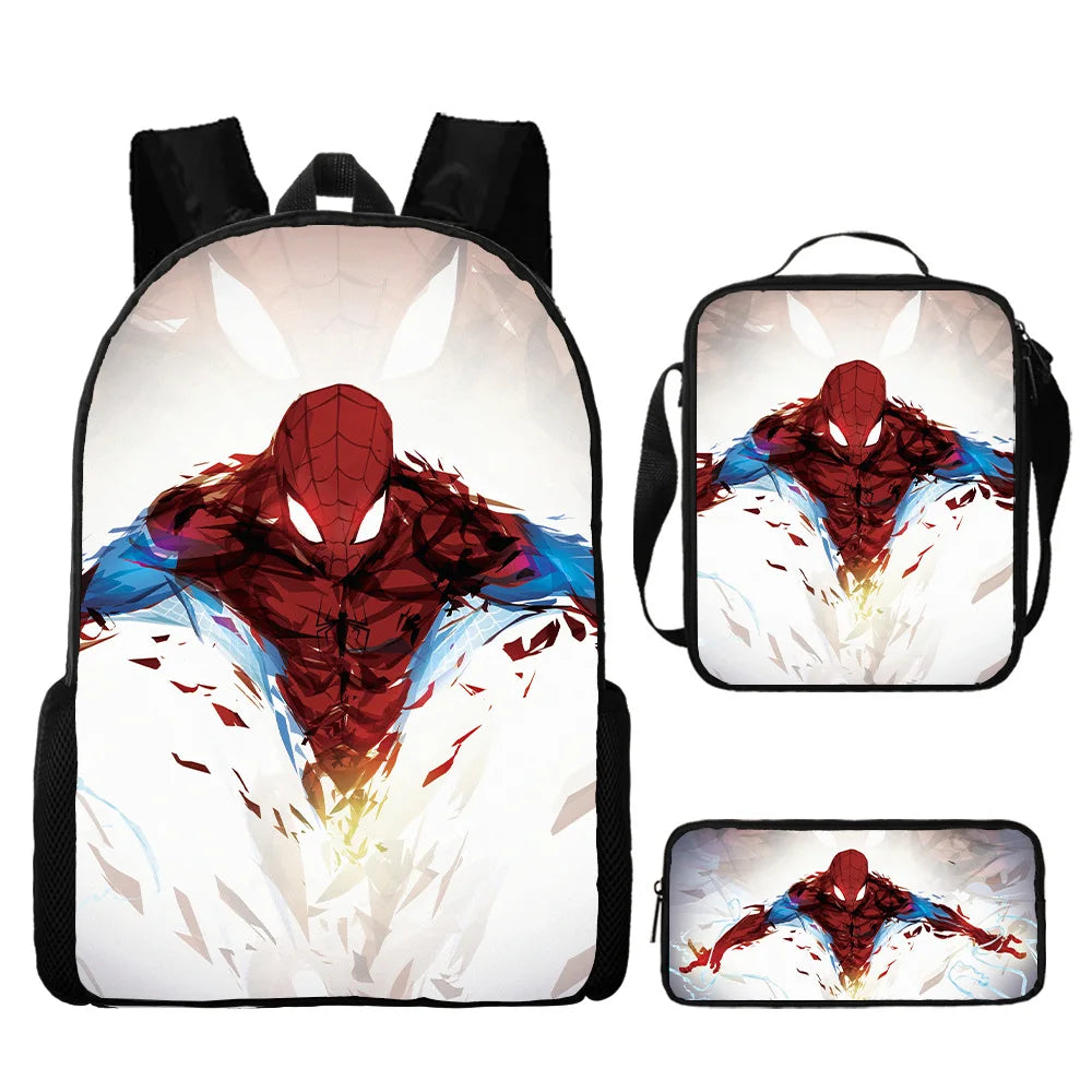 3pcs/set Spider Man Students Backpack Pencil Case Messenger Bag Wear-resistant Lightening Breathable Waterproof Schoolbag