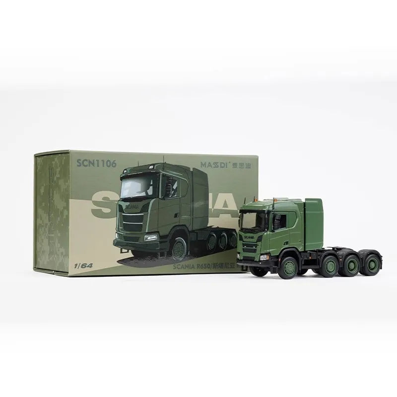 In Stock Masdi 1:64 Scania R650 Transport Vehicle Flatbed Trailer Alloy Miniature Diecast Model Trailer Car Model Custom Toys