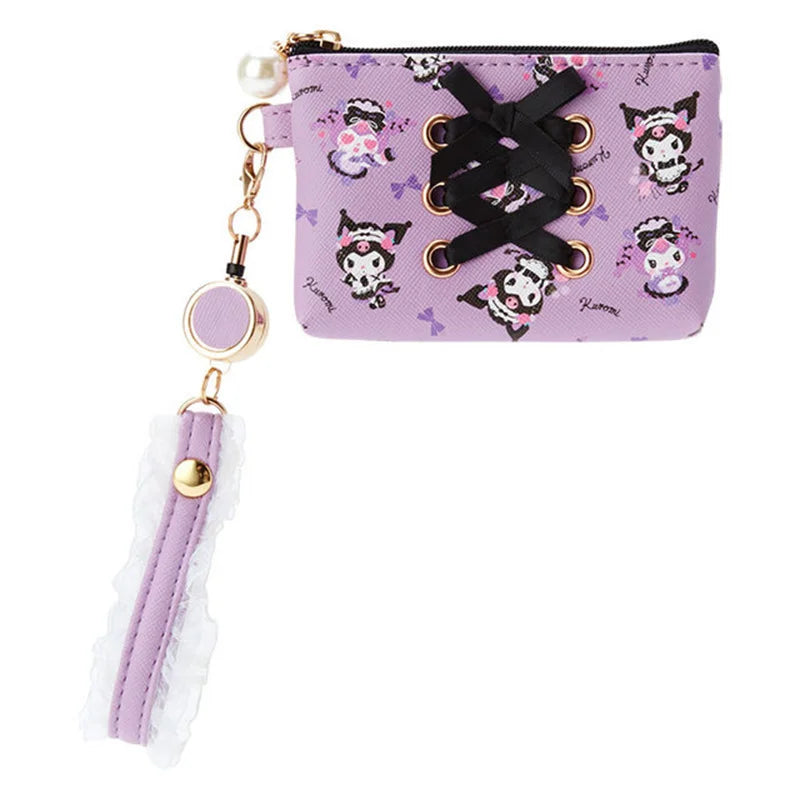MINISO Kawaii Hello Kitty Wallet Keychains Sanrio Pochacco My Melody ACGN Cards Bag Kuromi Coin Anime Bag