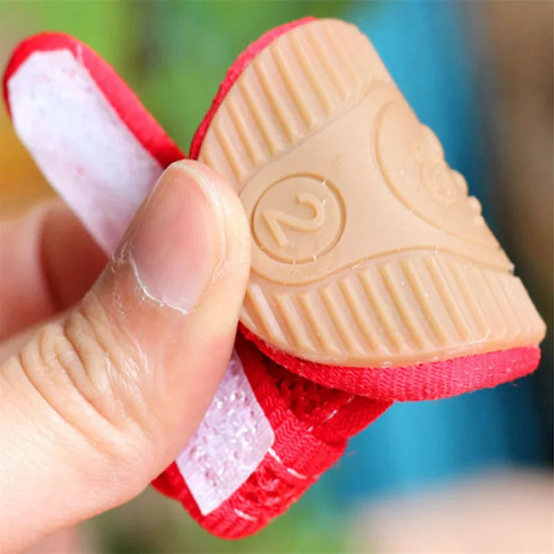 4pc/set Summer Non-slip Breathable Dog Shoes Sandals for Small Dogs Pet Dog Socks Sneakers for Dogs Puppy Blue Cat Shoes Boots