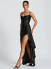 Articat Elegant Spaghetti Strap Satin Split Maxi Dress Women Sexy Backless Bodycon Party Evening Dress Summer Holiday Beachwear