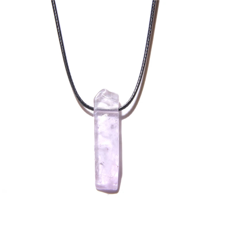 Men Vintage Rectangle Obsidian Pendent Necklace Natural Tiger Eye Labradorite Gem Leather Rope Braid Necklace Healing Jewelry