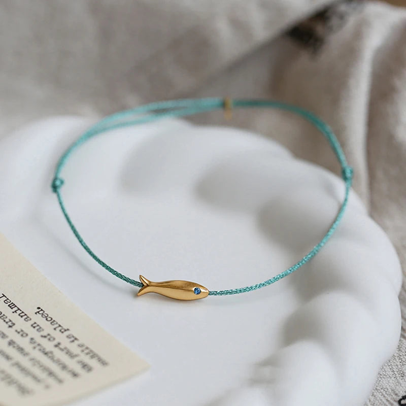 Cute Fish Braided Rope Anklets For Women Bohemian Style Blue And Red Rope Fashion Leg Foot Chain Summer Beach Jewelry